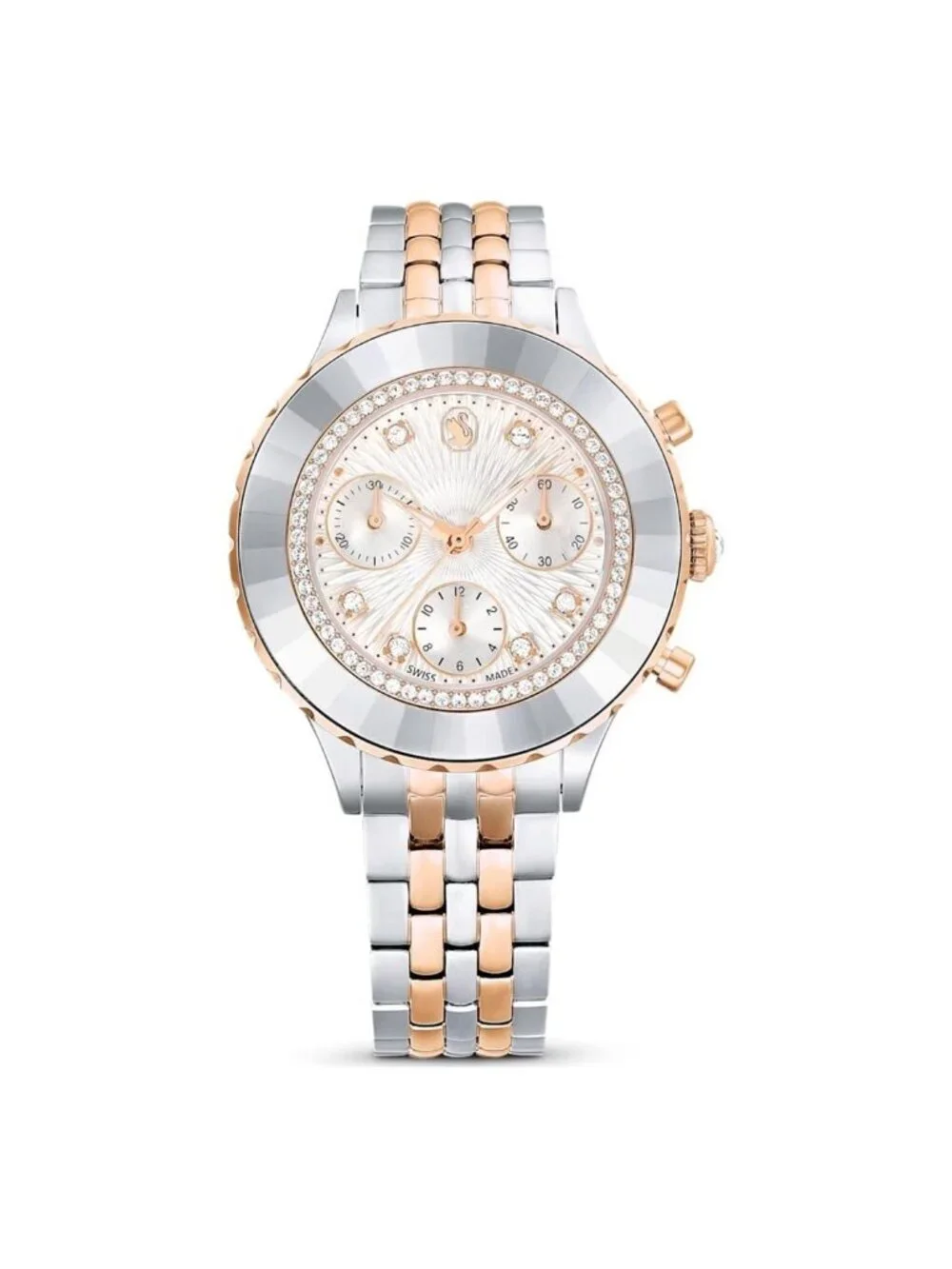 NWT Swarovski Octea Chrono Quartz Crystal White Dial Watch
